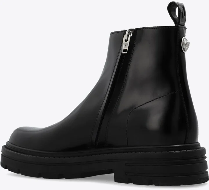Medusa Head Leather Ankle Boots - Image 2
