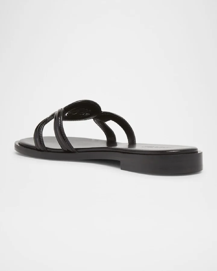 Medusa Leather Flat Slide Sandals - Image 6