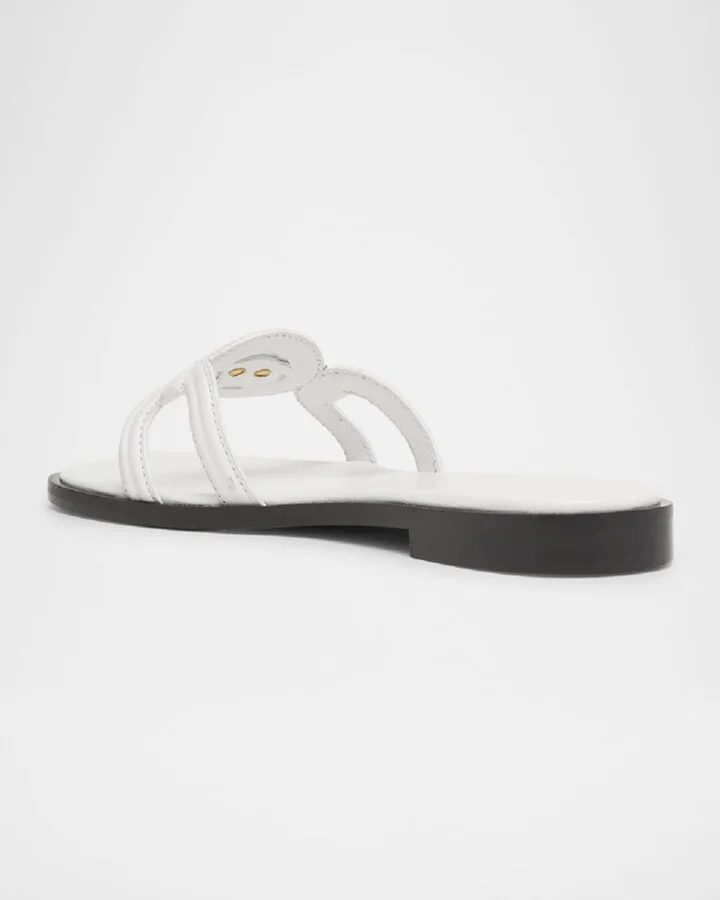 Medusa Leather Flat Slide Sandals - Image 7