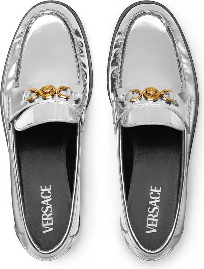 Medusa metallic leather loafers - Image 3