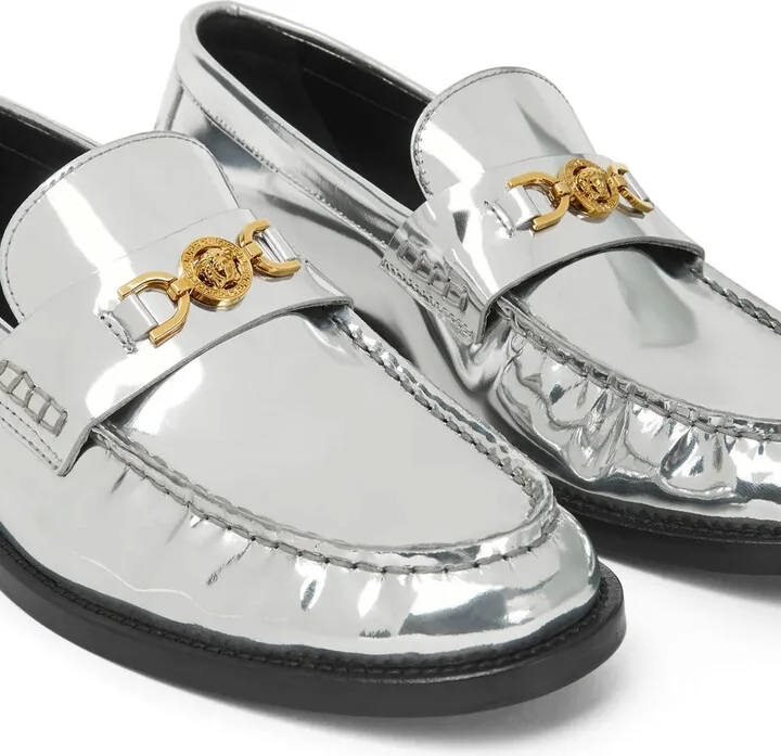 Medusa metallic leather loafers - Image 4