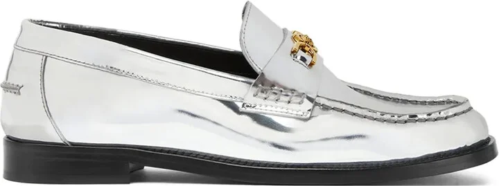 Medusa metallic leather loafers