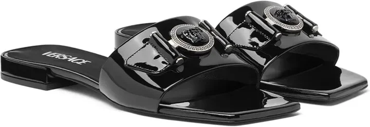 Medusa patent-finish leather sandals - Image 2