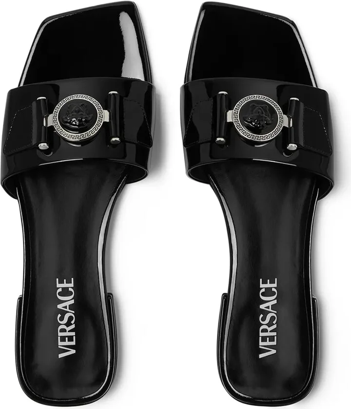 Medusa patent-finish leather sandals - Image 4