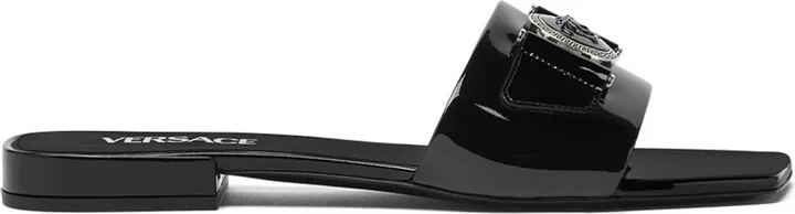 Medusa patent-finish leather sandals