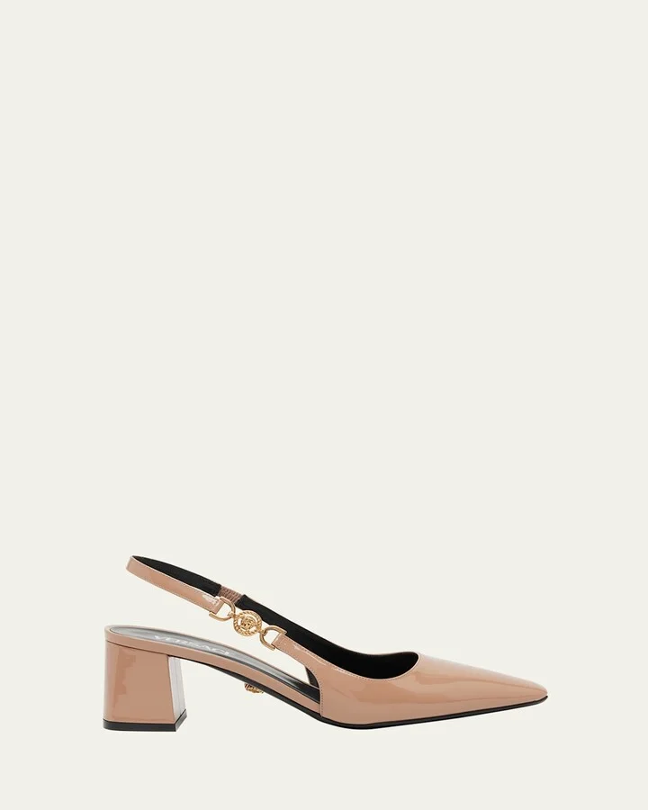 Medusa Patent Slingback Pumps