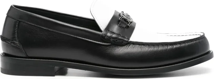 Medusa-plaque colourblock loafers