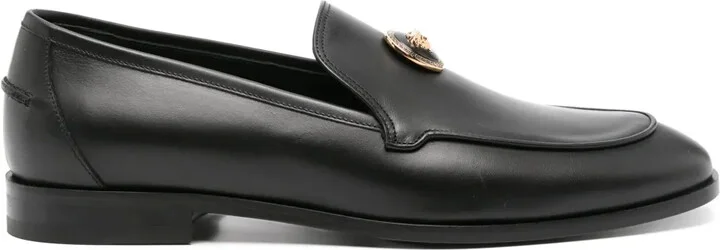 Medusa-plaque leather loafers