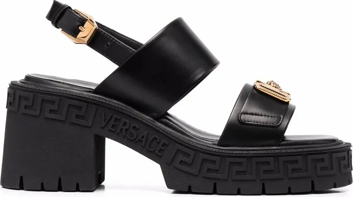 Medusa-plaque sandals