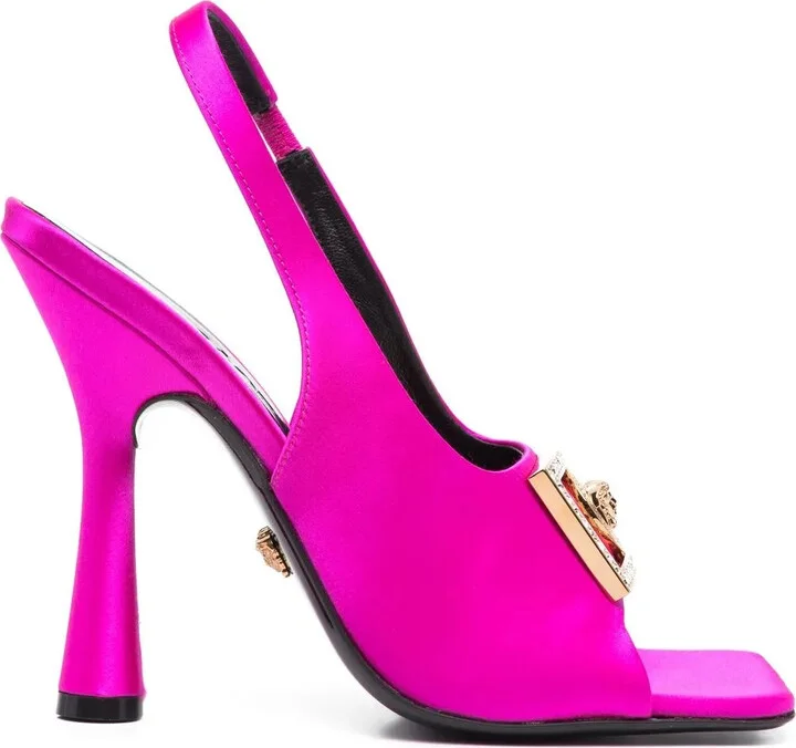 Medusa-Plaque Slingback Sandals