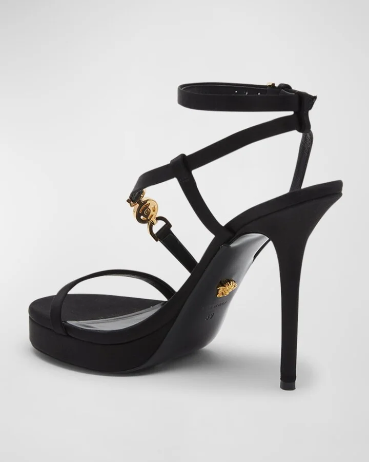 Medusa Satin Strappy Platform Sandals - Image 4