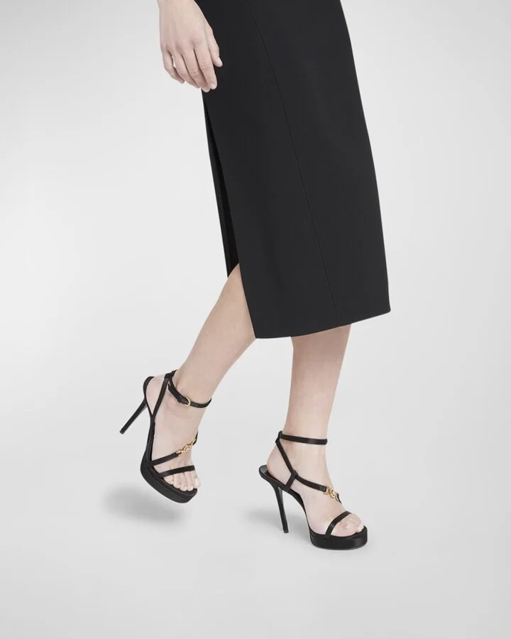 Medusa Satin Strappy Platform Sandals - Image 7