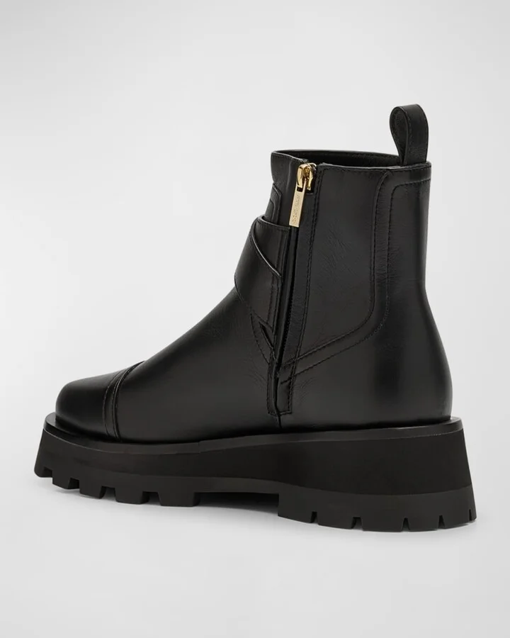 Meena Leather Pearly-Button Ankle Boots - Image 9