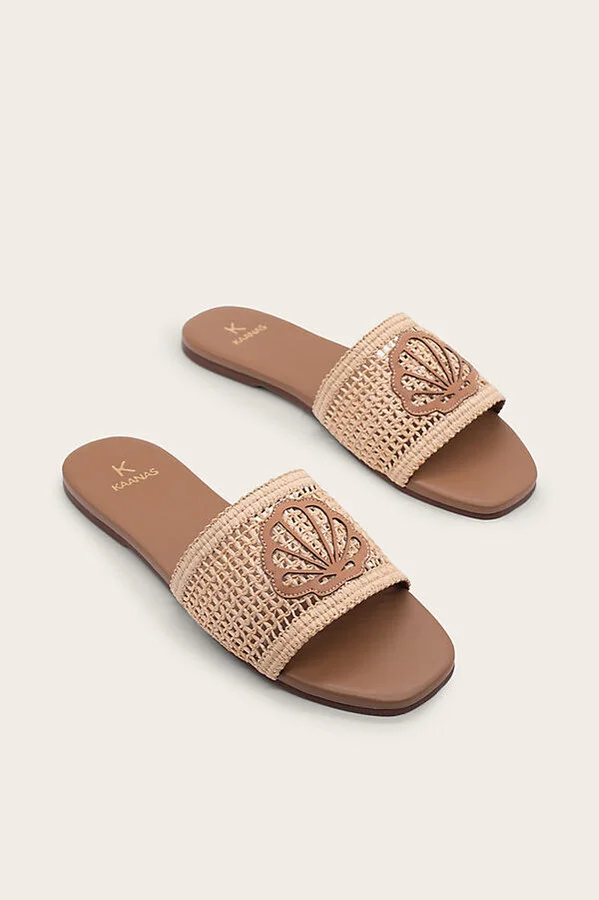 Meera Seashell Fishnet Slide Sandals - Image 2