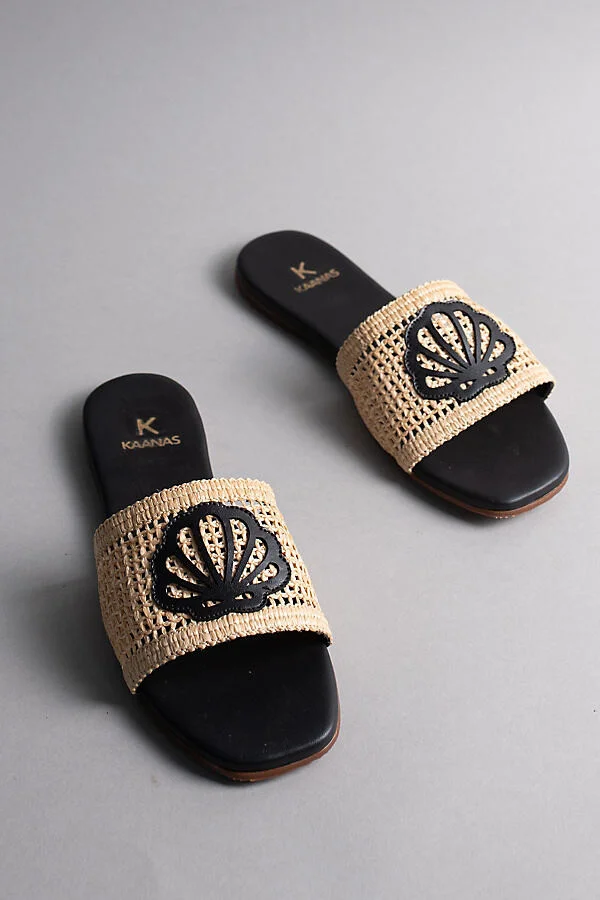 Meera Seashell Fishnet Slide Sandals - Image 2
