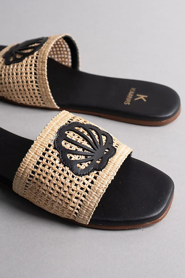 Meera Seashell Fishnet Slide Sandals - Image 3
