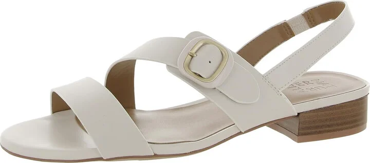 Meesha Womens Leather Open Toe Slingback Sandals