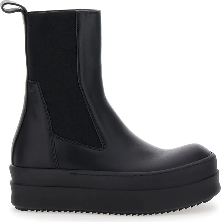 'mega Bumper' Black Boots With Chunky Sole In Leather Woman