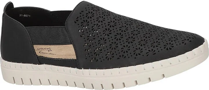 Mega Fresh Womens Faux Leather Perforated Slip-On Sneakers