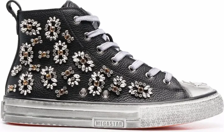 Megastar crystal-embellished high-top sneakers