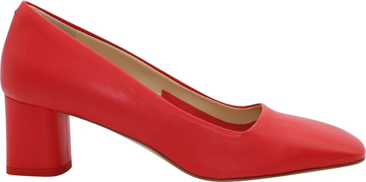 Meghan Square Toe Pumps in Red Calf Leather