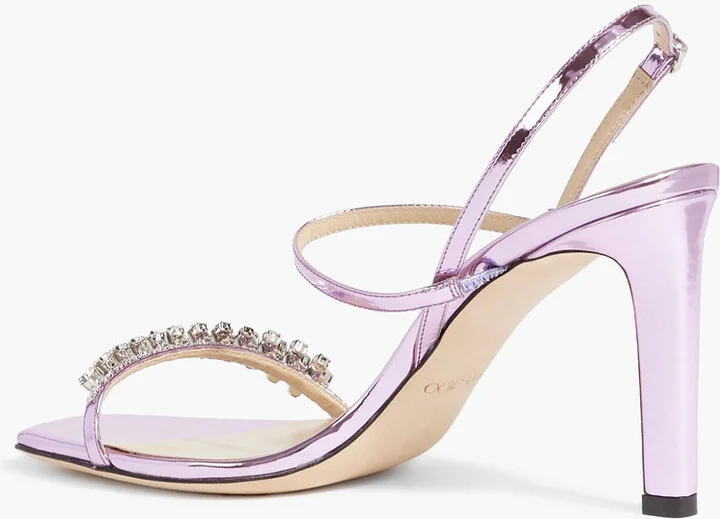 Meira 85 crystal-embellished mirrored-leather sandals - Image 3