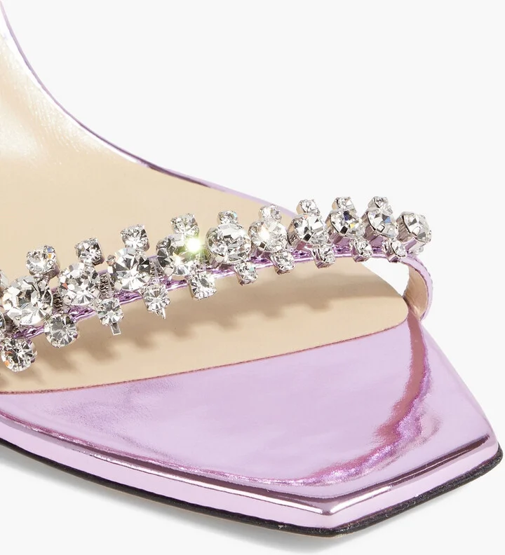 Meira 85 crystal-embellished mirrored-leather sandals - Image 4