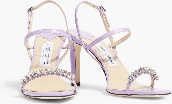 Meira 85 crystal-embellished patent-leather slingback sandals - Image 2