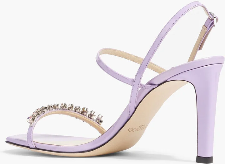 Meira 85 crystal-embellished patent-leather slingback sandals - Image 3