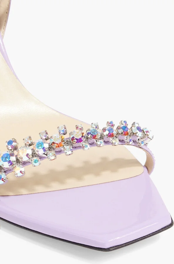 Meira 85 crystal-embellished patent-leather slingback sandals - Image 4