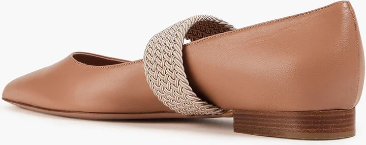 Melanie cord-trimmed leather point-toe flats - Image 3