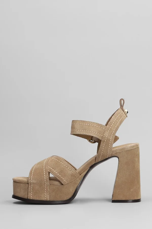 Melany Sandals In Beige Suede - Image 3