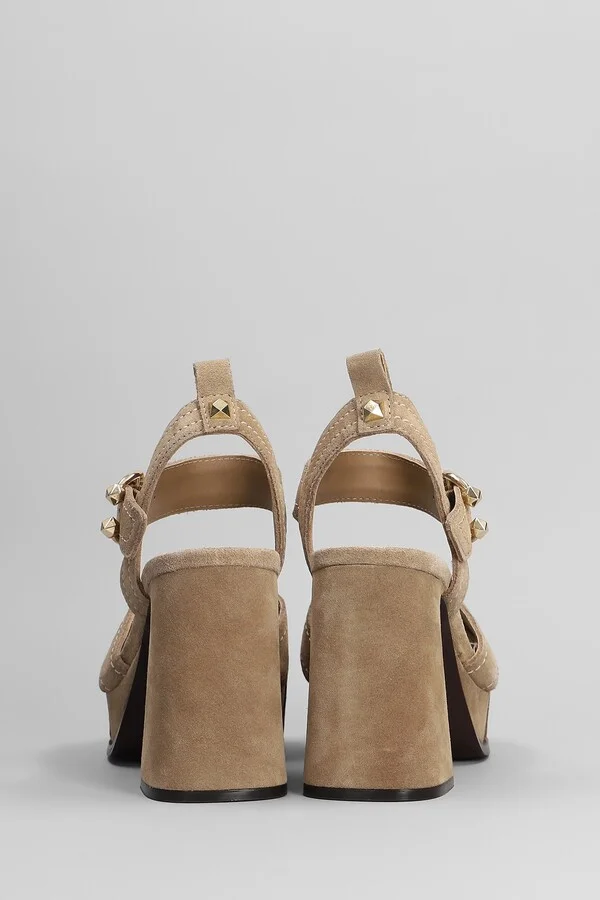 Melany Sandals In Beige Suede - Image 4