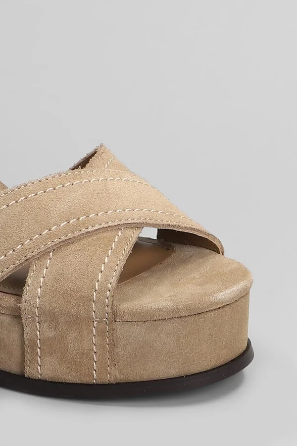 Melany Sandals In Beige Suede - Image 5