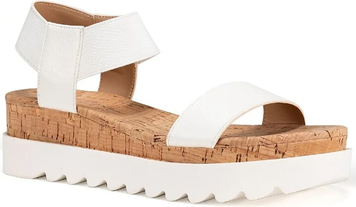 Melanyy Womens Faux Leather Slip On Flatform Sandals