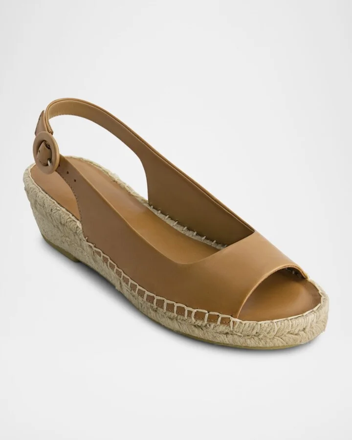 Melila Leather Slingback Wedge Espadrilles - Image 2