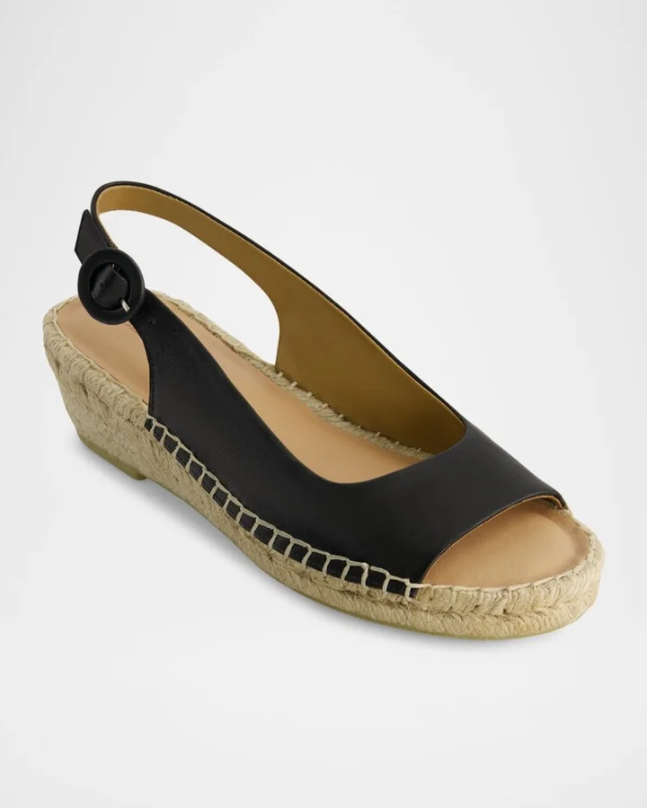 Melila Leather Slingback Wedge Espadrilles - Image 3
