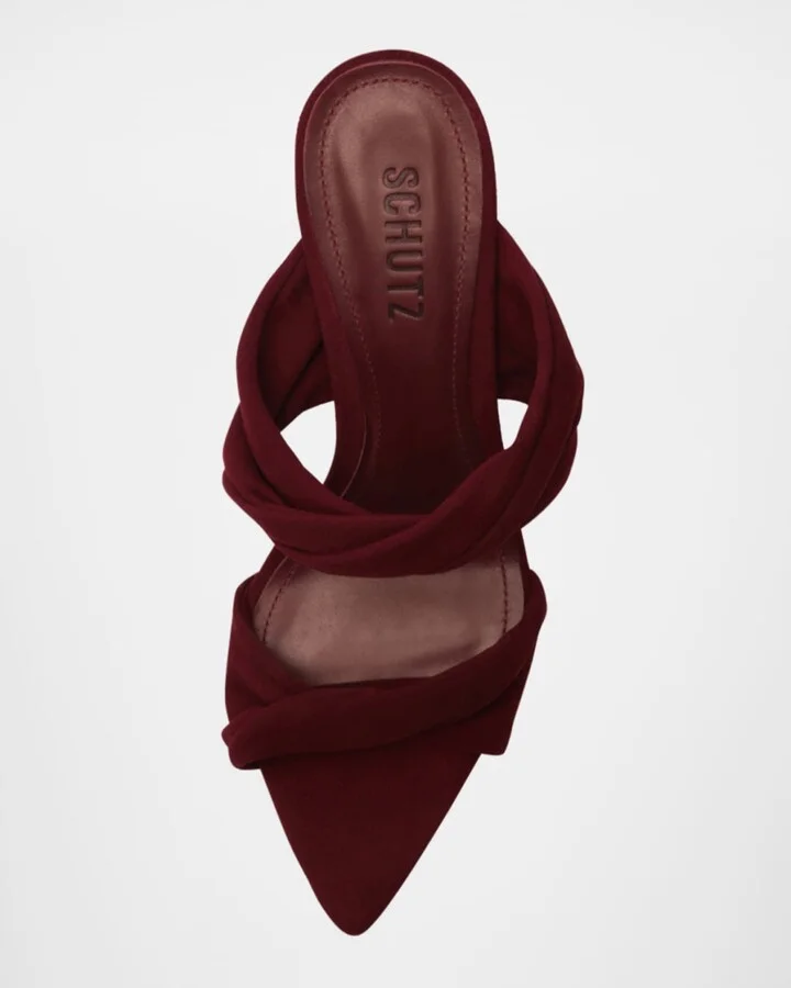 Meline Suede Twisted Dual-Band Mule Sandals - Image 4