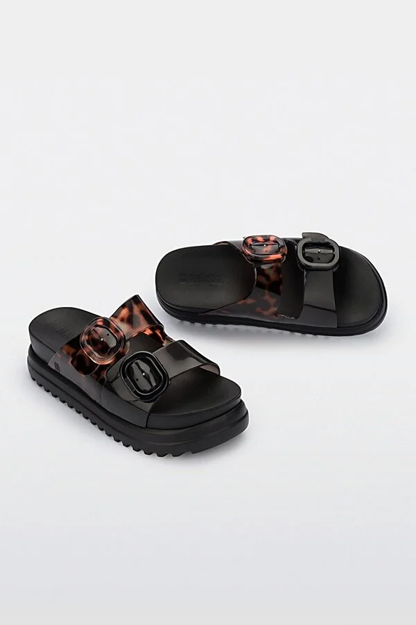 Melissa Cozy Platform Slide in Black/Tortoiseshell - Image 2