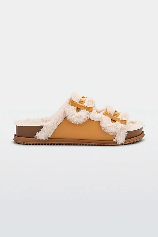 Melissa Cozy Warm Slide in Brown/Beige