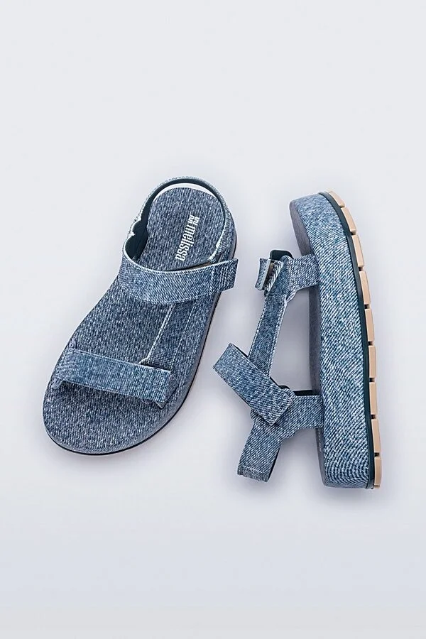 Melissa Denim Platform Strappy Sandal in Jeans Blue - Image 3
