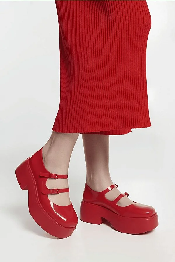 Melissa Farah Jelly Platform Mary Jane Shoe in Beige - Image 4
