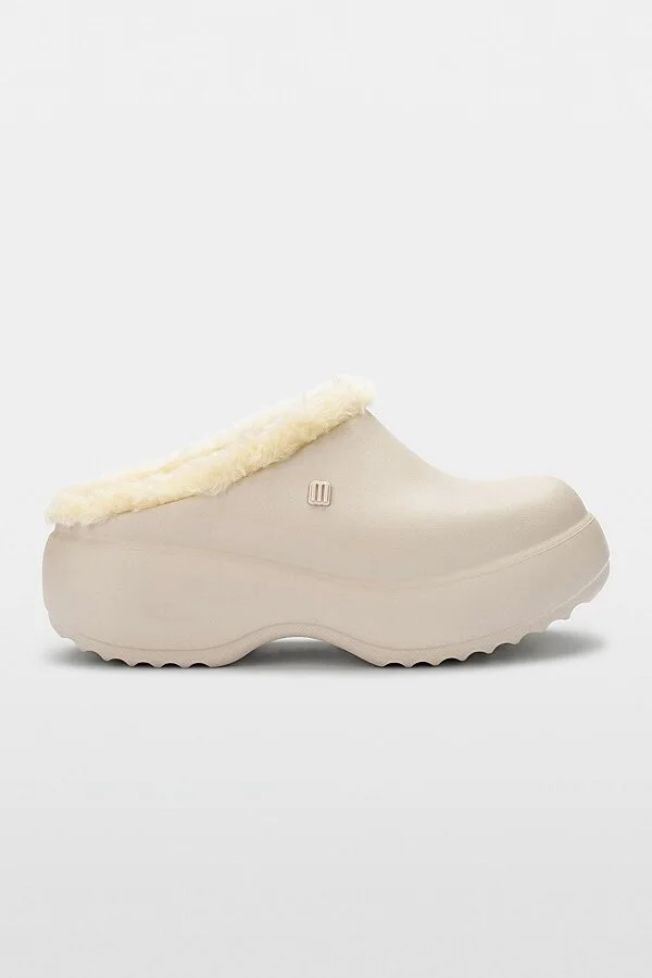 Melissa Free Fluffy Platform Clog in Light Beige