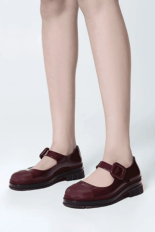 Melissa June Jelly Mary Jane Shoe in Burgundy - Image 4