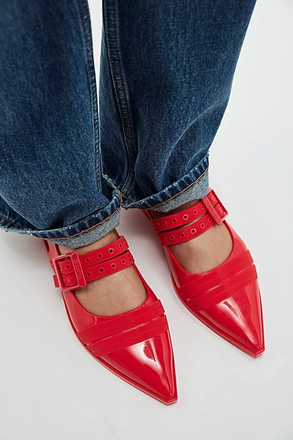 Melissa Ladylike Jelly Slingback Mule in Red/Black - Image 2