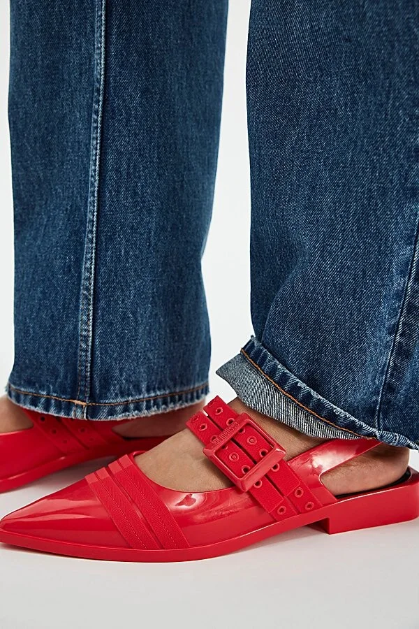 Melissa Ladylike Jelly Slingback Mule in Red/Black - Image 3