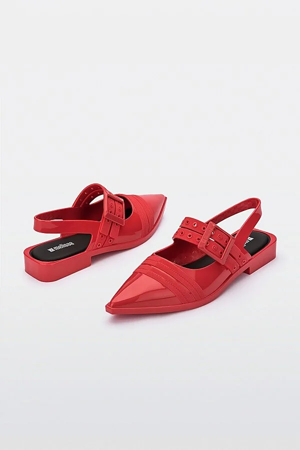 Melissa Ladylike Jelly Slingback Mule in Red/Black - Image 4