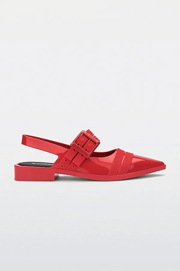 Melissa Ladylike Jelly Slingback Mule in Red/Black