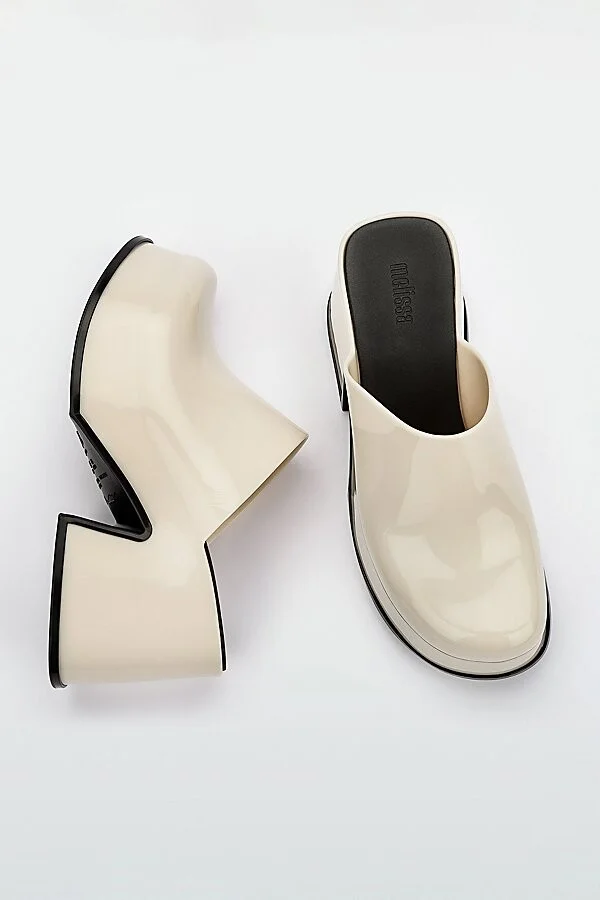 Melissa Mia Platform Clog in Golden Glitter Glass - Image 7