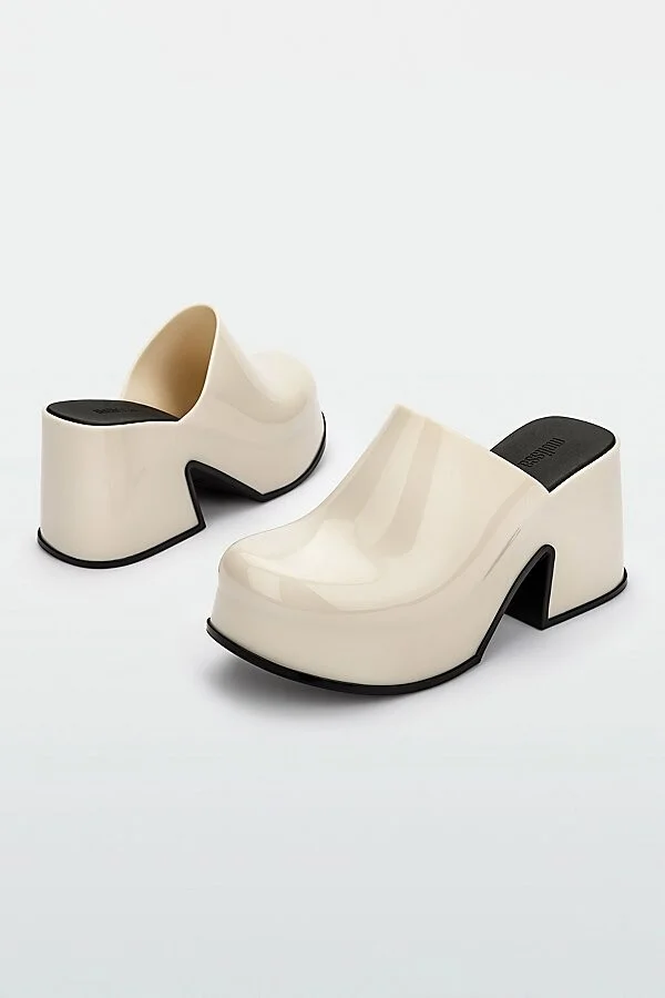 Melissa Mia Platform Clog in Golden Glitter Glass - Image 8